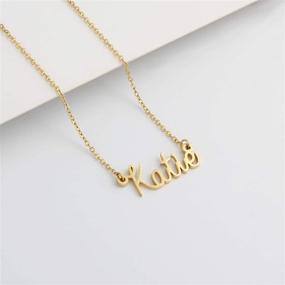 img 3 attached to 👩 Personalized Custom Name Necklace - 18K Gold Plated Stainless Steel Nameplate Necklace for Women and Girls