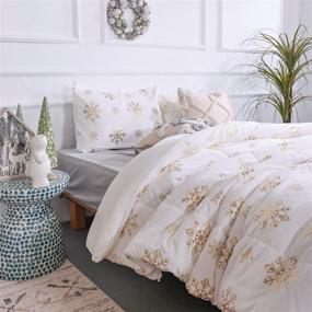 img 3 attached to 🤍 Smoofy Snowflake White Crystal Velvet Comforter Set - Luxury Queen Size Christmas Bedding with Metallic Gold Printed Pattern