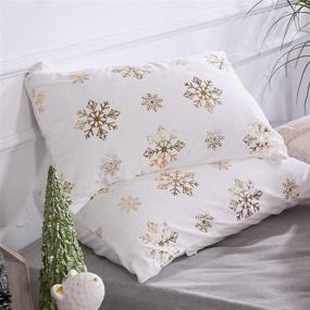 img 1 attached to 🤍 Smoofy Snowflake White Crystal Velvet Comforter Set - Luxury Queen Size Christmas Bedding with Metallic Gold Printed Pattern