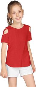 img 4 attached to 👕 Stylish Greatchy Shoulder Casual Sleeved T Shirt: A Must-Have for Fashionable Girls' Tops, Tees & Blouses