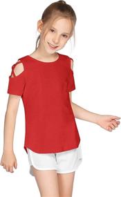 img 1 attached to 👕 Stylish Greatchy Shoulder Casual Sleeved T Shirt: A Must-Have for Fashionable Girls' Tops, Tees & Blouses