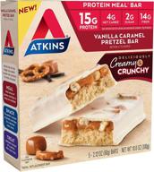 🍫 atkins vanilla caramel pretzel protein meal bar - keto friendly, pack of 5 logo