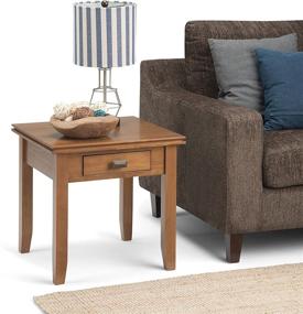 img 1 attached to 🪑 SimpliHome Artisan Solid Wood 21-inch Square Honey Brown End Side Table: Contemporary Design with Storage - Ideal for Living Room and Bedroom