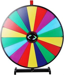 img 4 attached to 18-Slot 30-Inch Tabletop Prize Wheel for Carnival Spin Game - Colorful Spin Wheel for Fortune with DIY Editable Feature