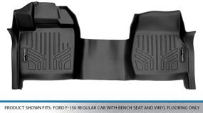 img 1 attached to 🚗 SMARTLINER 1st Row Floor Mat for 2015-2019 Ford F-150 Regular Cab with Bench Seat - Black Liner, Vinyl Flooring