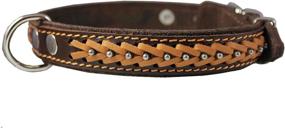 img 3 attached to 🐶 Genuine Leather Braided Studded Dog Collar, Brown 1" Wide - Perfect Fit for 14"-18" Neck Size