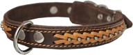 🐶 genuine leather braided studded dog collar, brown 1" wide - perfect fit for 14"-18" neck size логотип