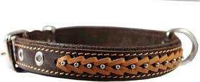 img 1 attached to 🐶 Genuine Leather Braided Studded Dog Collar, Brown 1" Wide - Perfect Fit for 14"-18" Neck Size