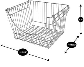 img 2 attached to 📦 Set of 2 Large Smart Design Stacking Basket Organizers with Handles - Metal Wire Steel - Safe Storage Bin for Food, Fruits, Produce, and Vegetables - Stackable Pantry Counter Stand Rack - 12.63 x 8.5 Inch - Kitchen - Chrome