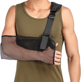 img 4 attached to 👍 Cool Mesh Arm Sling Shoulder Immobilizer Thumb Support Brace - Lightweight & Breathable Comfort for Broken & Fractured Bones