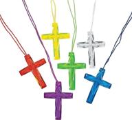 📿 plastic colored cross necklaces for kids - set of 48 bulk necklaces - religious, sunday school, vbs prizes, and easter gifts logo