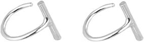 img 4 attached to 📏 925 Sterling Silver T Bar Half 18G Huggie Hoop Cuff Stud Earrings - Minimalist Mini Stick, Small Hoops Nose Rings for Women, Men & Sensitive Ears - Geometric Piercing Studs for Cartilage, Tragus & Fashion