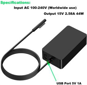 img 3 attached to 💡 High-Quality Surface Charger: 44W 15V 2.58A Adapter for Microsoft Surface Pro/Laptop/Go/Book - Reliable Power Solution with 6ft Cord