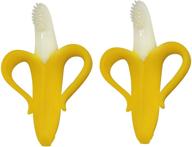 👶 baby banana toothbrush: convenient 2-pack with handles for effective oral care logo