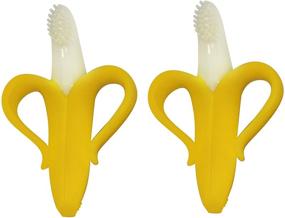 img 3 attached to 👶 Baby Banana Toothbrush: Convenient 2-Pack with Handles for Effective Oral Care