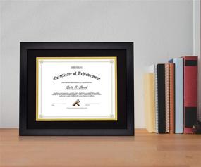 img 3 attached to 🖼️ Golden State Art 11x14 Certificate & Document Wood Frame - Fits 8.5x11 Photos, with Real Glass (Black/Black Over Gold Double Mat) - Set of 1