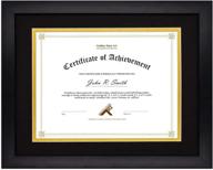 🖼️ golden state art 11x14 certificate & document wood frame - fits 8.5x11 photos, with real glass (black/black over gold double mat) - set of 1 логотип