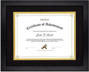 img 4 attached to 🖼️ Golden State Art 11x14 Certificate & Document Wood Frame - Fits 8.5x11 Photos, with Real Glass (Black/Black Over Gold Double Mat) - Set of 1