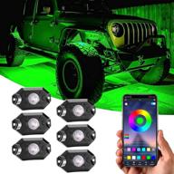 🔆 6 pod multicolor rgb led rock lights kit with bluetooth control, waterproof, timing function, music mode - ideal for truck, atv, utv, suv, boat; off-road exterior wheel light logo