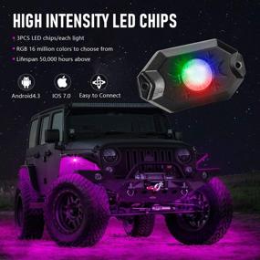 img 3 attached to 🔆 6 Pod Multicolor RGB LED Rock Lights Kit with Bluetooth Control, Waterproof, Timing Function, Music Mode - Ideal for Truck, ATV, UTV, SUV, Boat; Off-road Exterior Wheel Light