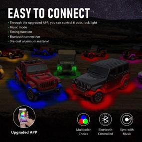 img 2 attached to 🔆 6 Pod Multicolor RGB LED Rock Lights Kit with Bluetooth Control, Waterproof, Timing Function, Music Mode - Ideal for Truck, ATV, UTV, SUV, Boat; Off-road Exterior Wheel Light