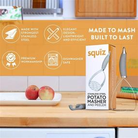 img 3 attached to Moms' Favorite Stainless Steel Potato Masher in Sleek Granite Gray by Squiz (Granite Gray)