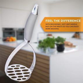 img 1 attached to Moms' Favorite Stainless Steel Potato Masher in Sleek Granite Gray by Squiz (Granite Gray)