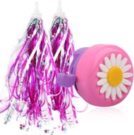 🚲 u-lian kids purple streamers and bike bell for girls - flower bicycle bell with handlebar streamers scooter tassels - 1 pack children's bike accessories logo