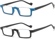 👓 lightweight soft small square fashion readers for women and men - 2-pack of half frame reading glasses with hd lens logo