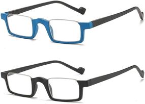 img 4 attached to 👓 Lightweight Soft Small Square Fashion Readers for Women and Men - 2-Pack of Half Frame Reading Glasses with HD Lens