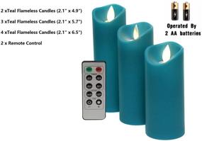 img 2 attached to Kitch Aroma Teal Flameless Candles: Battery Operated LED Pillar Candles with Moving Flame Wick for Seasonal & Festival Home Decor