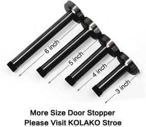 img 1 attached to Premium Brushed Stainless Steel Door Stopper - Extra Long Length with Rubber Tip Bumper for Noise Reduction – Wall Mount Door Protector 1 Pack (Black, 6 Inch)