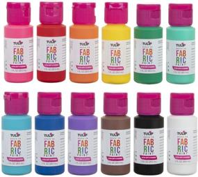 img 3 attached to 🌈 Tulip 1 fl oz 12 Pack Rainbow Fabric Paint - Color Collection 12, Pack of 12