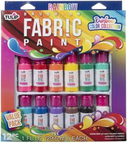 img 4 attached to 🌈 Tulip 1 fl oz 12 Pack Rainbow Fabric Paint - Color Collection 12, Pack of 12
