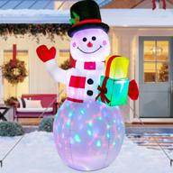 🎅 aerwo 5ft christmas inflatables snowman xmas decoration with rotating led lights - upgrade for indoor outdoor yard garden christmas décor logo