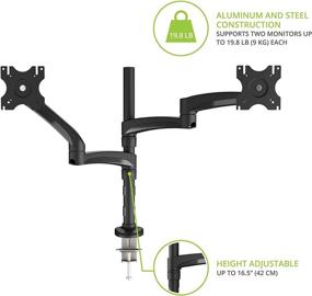 img 2 attached to 🖥️ Enhance Your Workspace with Kanto DM2032 Dual Monitor Desktop Arm Mount: 20-32" Monitors, Clamp & Grommet Compatible, Fully Adjustable, Cable Management