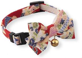 img 1 attached to 🐱 Necoichi Kimono Bow Tie Cat Collar with Chirimen Accents