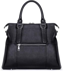 img 1 attached to Black PU Leather Satchel Purse for Women - IBFUN Handbags, Ladies Shoulder Bags, Top Handle Tote