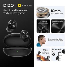 img 3 attached to DIZO GoPods D: Advanced Bluetooth Earbuds with Clear Calls, Noise Cancellation, Deep Bass Boost, Waterproof, Touch Control, Low Latency, and Sports Headsets - Black