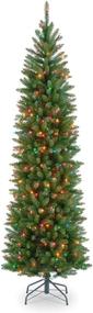 img 4 attached to 6.5 Feet Pre-Lit Slim Green Christmas Tree: National Tree Company Kingswood Fir with Multicolor Lights