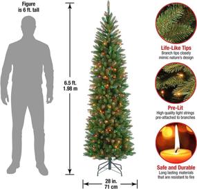 img 2 attached to 6.5 Feet Pre-Lit Slim Green Christmas Tree: National Tree Company Kingswood Fir with Multicolor Lights