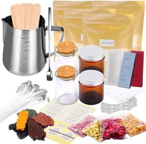 img 4 attached to 🕯️ Complete Candle Making Kit with Soy Wax, Mold, Wick, Tin, Sticker, Dried Flowers, Spoon, and More - Perfect Starter Set for Scented Soy Candles