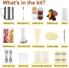 img 1 attached to 🕯️ Complete Candle Making Kit with Soy Wax, Mold, Wick, Tin, Sticker, Dried Flowers, Spoon, and More - Perfect Starter Set for Scented Soy Candles