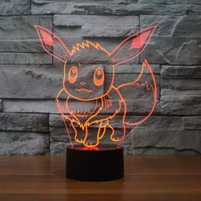 img 3 attached to 🌙 Elegant ETHAN ALLEN Go Eevee 3D Night Light: A Vibrant 7 Color Change LED Desk Lamp with Touch Button – Exquisite Anime Decor for Kids' Bedroom