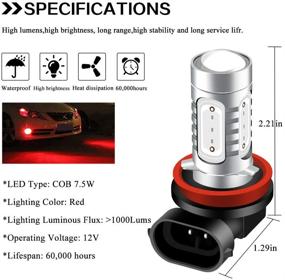 img 3 attached to KaiDengZhe 2pcs 7.5W COB Red H11/H8 LED Bulbs for Fog Lights, Fog Lamp Driving DRL Lights 12V - SUPER Bright