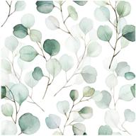 🌿 haokhome 93044 green/white eucalyptus leaf peel and stick wallpaper: enhance your home and nursery décor with this stunning 17.7in x 9.8ft wall mural logo