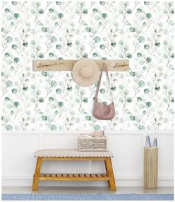 img 1 attached to 🌿 HaokHome 93044 Green/White Eucalyptus Leaf Peel and Stick Wallpaper: Enhance Your Home and Nursery Décor with this Stunning 17.7in x 9.8ft Wall Mural