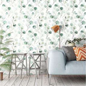 img 3 attached to 🌿 HaokHome 93044 Green/White Eucalyptus Leaf Peel and Stick Wallpaper: Enhance Your Home and Nursery Décor with this Stunning 17.7in x 9.8ft Wall Mural