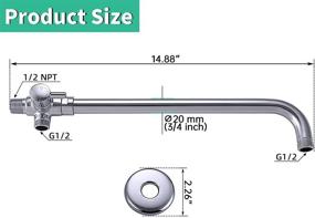 img 2 attached to 🚿 All Metal Wall-mount Diverter: Rainfall Shower Extension Arm, 14" Chrome