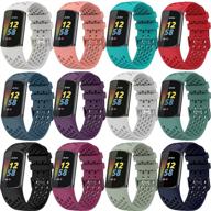 💪 surundo 12 pack sport bands for fitbit charge 5: adjustable, breathable silicone replacement wristbands for enhanced fitness tracking logo